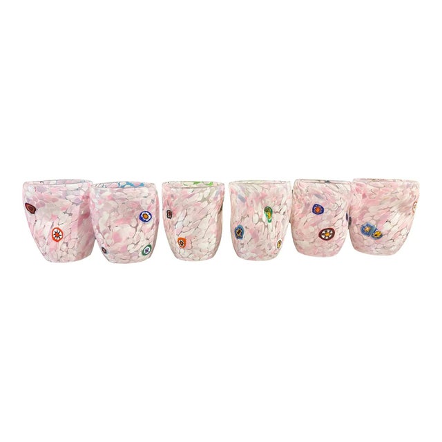 Early 21st Century Pink Spot with Murrine Murano Glasses by Simoeng, Set of 6 For Sale - Image 5 of 5