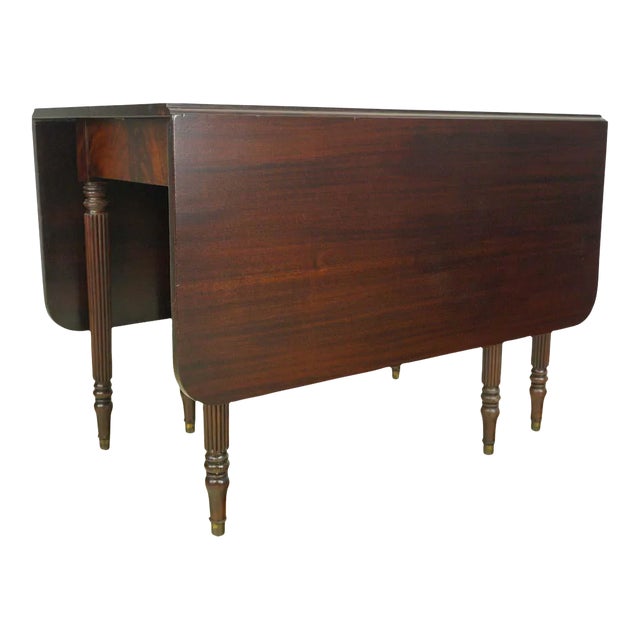 Restored Antique Mahogany Drop Leaf Dining Table For Sale