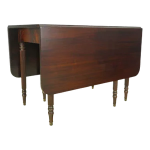 Restored Antique Mahogany Drop Leaf Dining Table