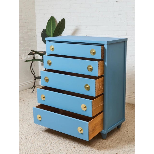 1950’s French Blue Kent Coffey Highboy Dresser For Sale - Image 10 of 12