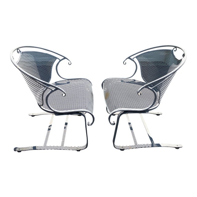 Pair of Vintage Iron Garden Chairs For Sale