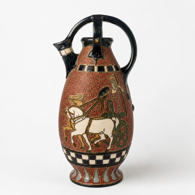 Antique Former Czechoslovak Secessionist Ceramic Ewer with Chariot, 1915 For Sale - Image 12 of 12
