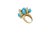 Blue Turquoise Diamonds Golden Spheres Balls Christmas Bells Motif 18k Gold Ring, Size 6 For Sale - Image 4 of 14