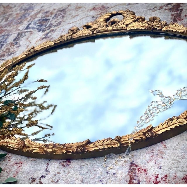 Antique Gilt Laurel Wreath Mirror, 1940s For Sale - Image 9 of 10