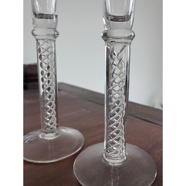 Transparent 1960s Pair of Encased Helix Candlestick Holders-Made in Sweden For Sale - Image 8 of 11