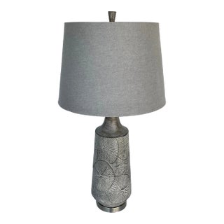 Mid-Century Modern Style Gray Pottery Table Lamp For Sale