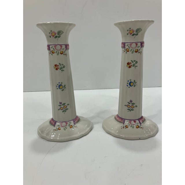 Pair of Laura Ashley Candlesticks For Sale - Image 4 of 5