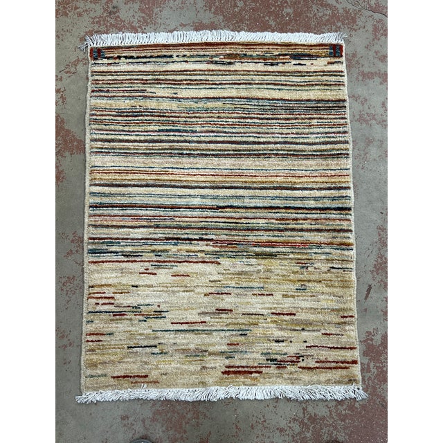 Afghan Striped Gabbeh Wool Rug 2’2” X 2’10” For Sale In Washington DC - Image 6 of 6