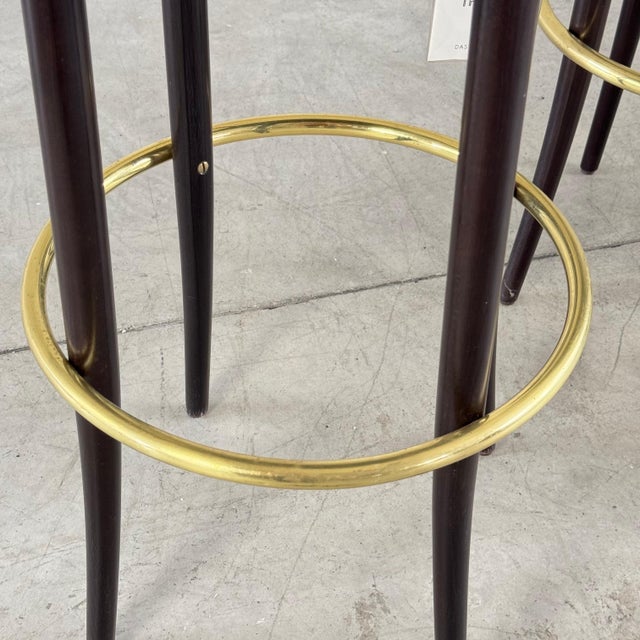 Art Deco Revival Bar Stools with Brass Footrest from Thonet, Vienna, 2002, Set of 3 For Sale - Image 9 of 14