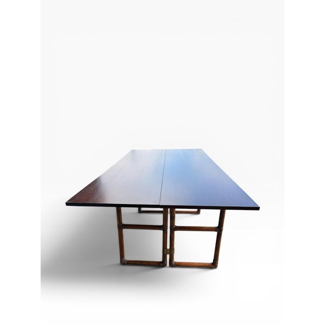 Vintage McGuire San Francisco Convertible Bamboo & Rosewood Dining Console Table For Sale - Image 9 of 17