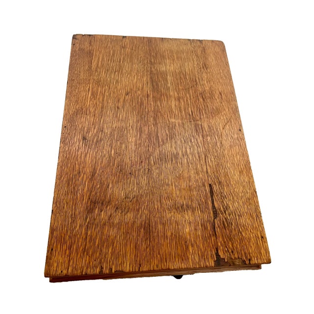 Brown 1910s Antique File Cabinet Tilt Open Top Index Card Drawers Paneled Sides Casters For Sale - Image 8 of 12