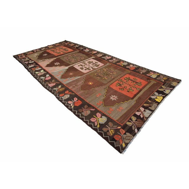 Mid-Century Modern Vintage Turkish Kilim Rug For Sale - Image 3 of 7