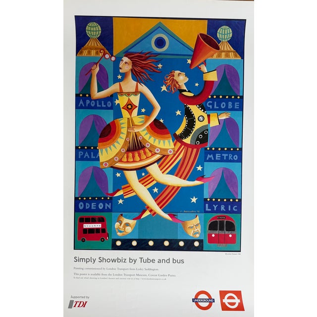 Original first edition poster Simply Showbiz by Tube and Bus (1998), designed by Lesley Saddington for Transport for...