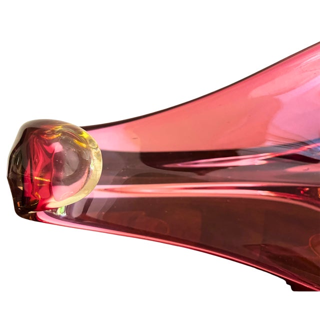 Glass Mid-Century Glass Red Vase, Italy, Circa 1960 For Sale - Image 7 of 8