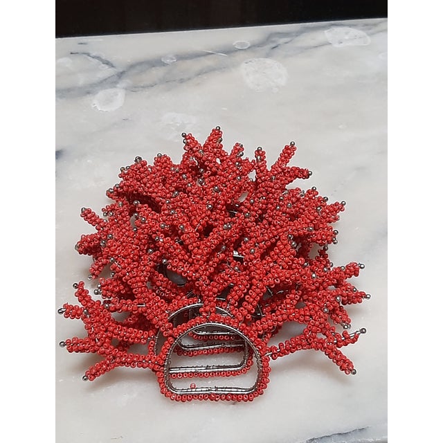 Red Coral Beaded Napkin Rings For Sale - Image 11 of 13