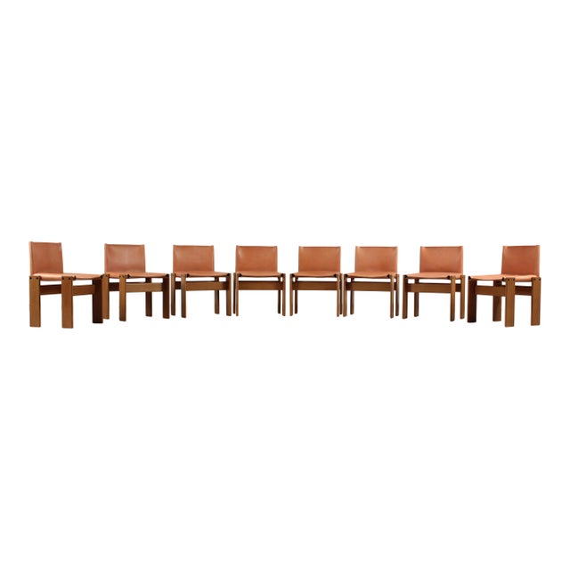 Monk Chairs in Walnut and Buffalo Leather by Afra and Tobia Scarpa for Molteni, 1973, Set of 8 For Sale - Image 17 of 18
