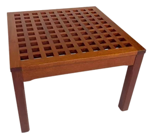 Mid 20th Century Mid-Century Modern Style Teak Side Table With Lattice Top