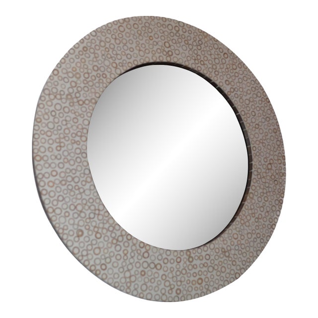 Andrianna Shamaris Bamboo Inlay Round Mirror For Sale