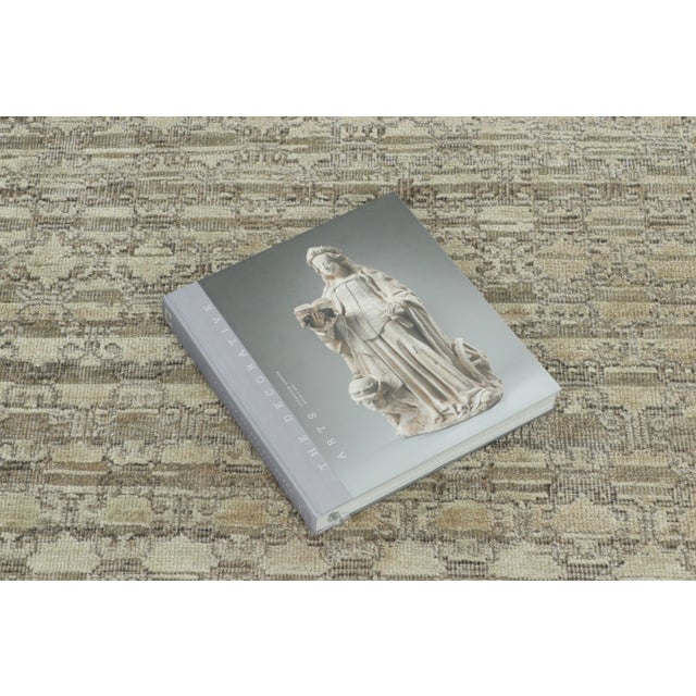 Taupe Contemporary Block Print Geometric Natural Silk Runner by Rug & Kilim, India For Sale - Image 8 of 8