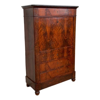 19th Century Classical Charles X Burled Mahogany Secretaire a Abattant For Sale