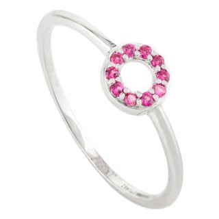 Dainty Motif Circle Ring Size 6 With Ruby Birthstone For Sale