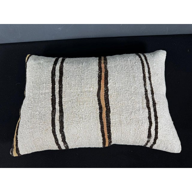 Turkish Hemp Pillow Cushion Natural Beige Brown Pillow Cushion Cover 16" x 24" For Sale - Image 4 of 4
