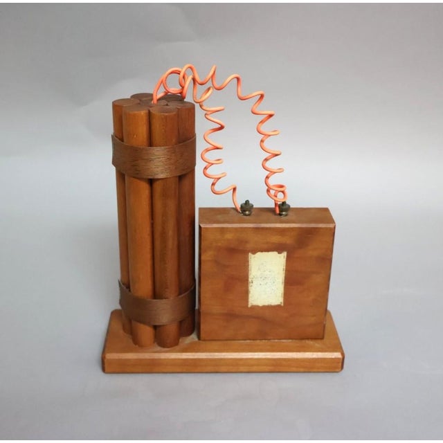 Rustic Vintage Folk Art Dynamite Wooden Desk Clock For Sale - Image 3 of 8