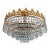 1960s Vintage French Crown Style Flush Mount Brass Chandelier With Soft Blue Crystals⁠ For Sale