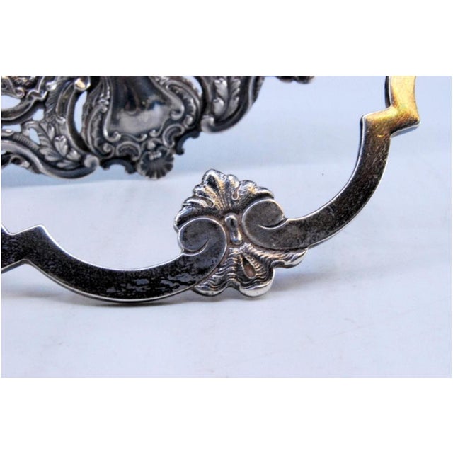 Silver Basket for with Tilting Handle, Shells and Palms For Sale - Image 3 of 10