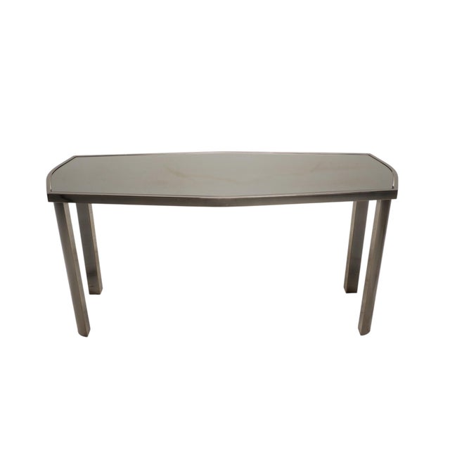 1970s Dia Design Institute America Smoked Glass and Chrome Sofa Console Table For Sale - Image 14 of 17