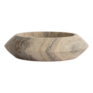 Silver Travertine Eclipse Bowl from Kiwano Concept For Sale