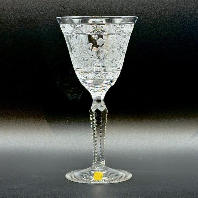 A set of 6 handcrafted meissen echt bleikristall wine glasses, in the rare mc71 pattern. Each glass features brilliant...