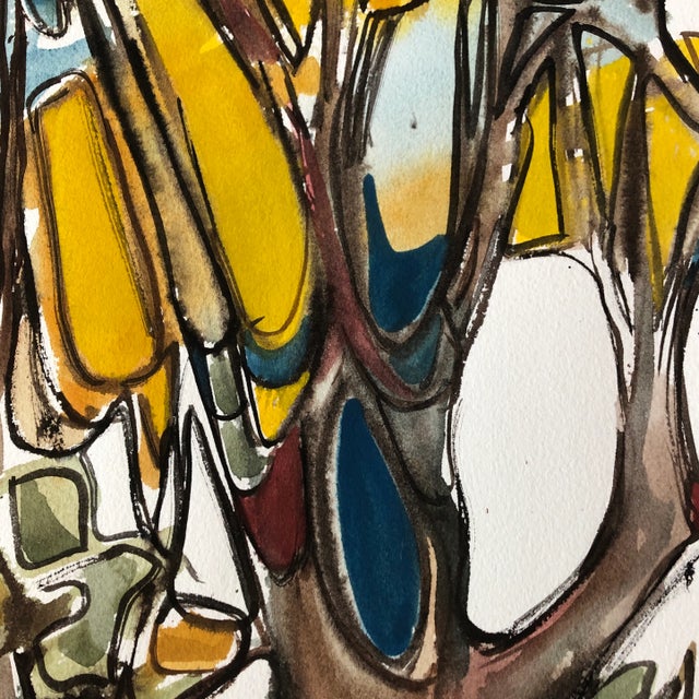 1980’s Vintage Abstract Watercolor Painting “Trapped Sunlight” Signed Blonder For Sale - Image 4 of 7