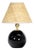 Giorgio Black Glass Mini Lamp, Natural Brass with Rattan Shade For Sale