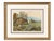 Wood Vintage 1950s Cottage Garden Landscape Print in Chippy Gold Wood Frame For Sale - Image 7 of 7