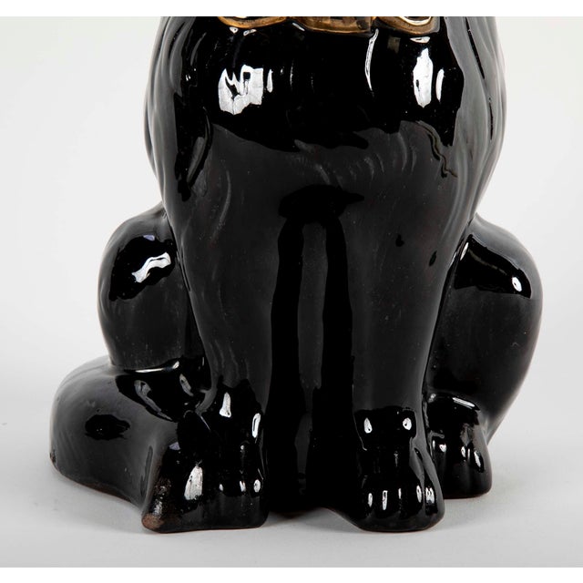Midcentury French Glazed Ceramic Black Cat For Sale - Image 9 of 11