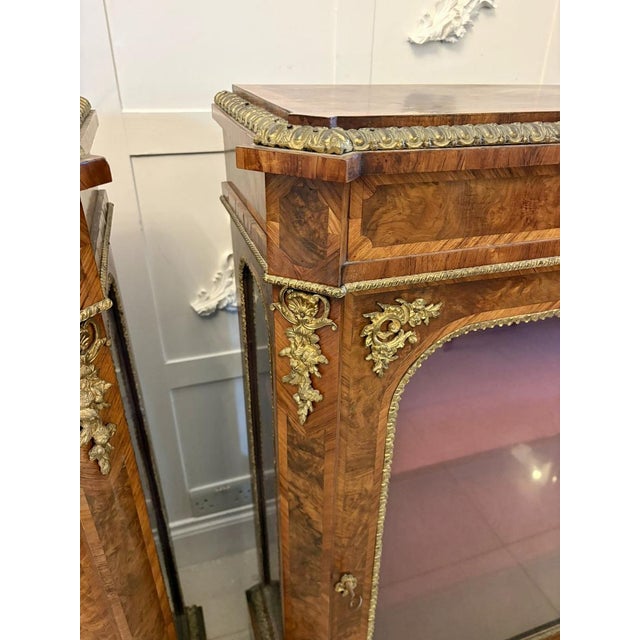 Antique Victorian Burr Walnut Pier Cabinets with Ormolu Mounts, 1860, Set of 2 For Sale - Image 12 of 16
