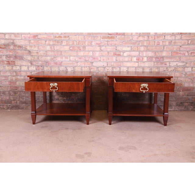 1960s Baker Furniture French Regency Mahogany Bedside Tables, Newly Refinished For Sale - Image 5 of 13