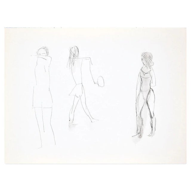 Figures is an original drawing on ivory paper realized by Flor David in the 1950s This is an original pen and watercolored...