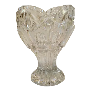 Heart Shaped Crystal Cut Glass Vase