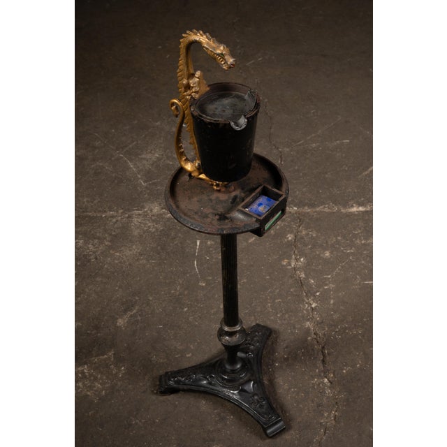 Art Deco Early 20th Century Scroll Art Gilt Dragon Figural Floor Ashtray Stand For Sale - Image 3 of 10