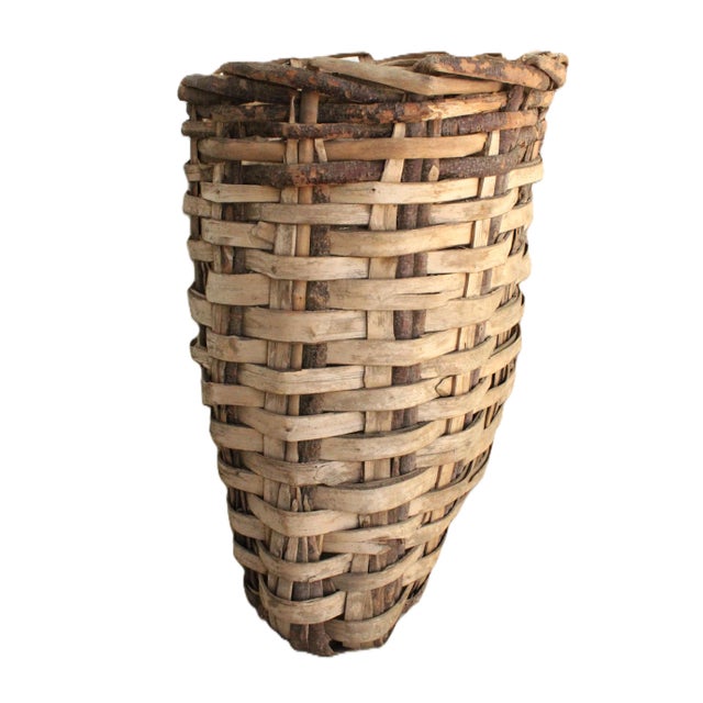 23" height hand-made wicker basket from Turkey used to harvest grapes. The basket is constructed from a thick weave...