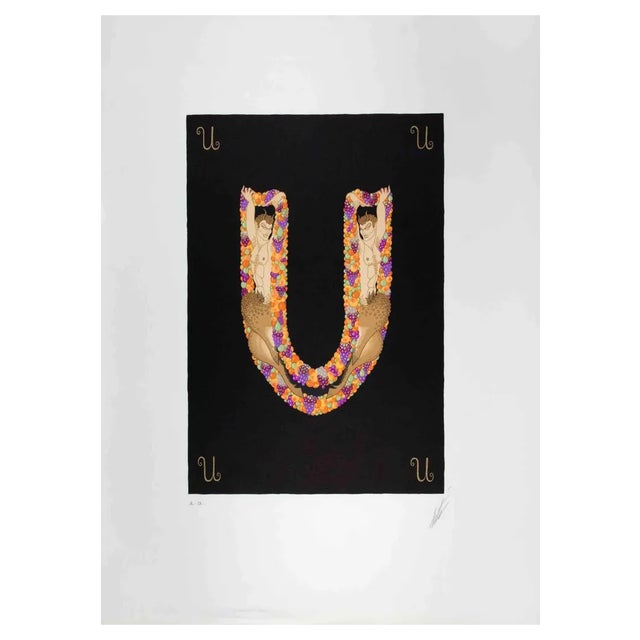 Erté, Letter U, 1970s, Lithograph For Sale