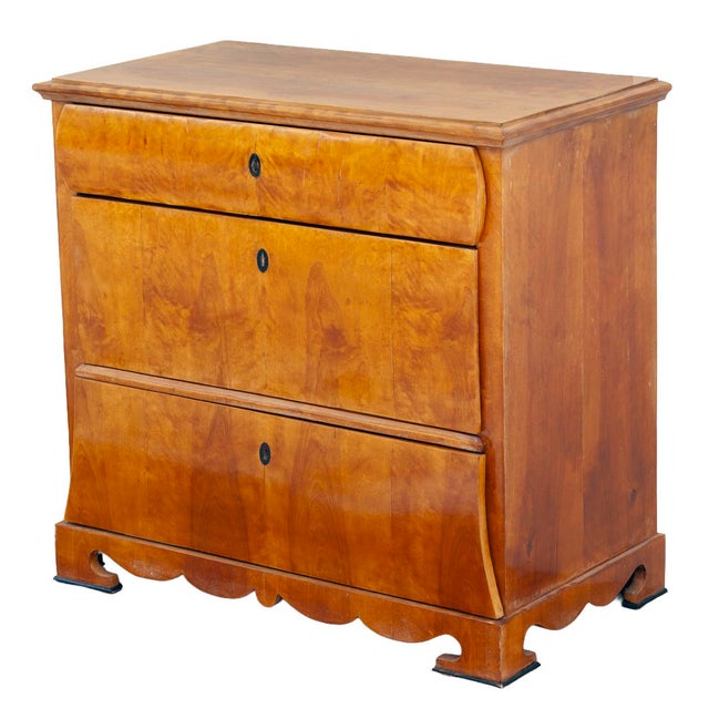 Biedermeier Antique German Biedermeier Honey Toned Maple Chest of Drawers For Sale - Image 3 of 7