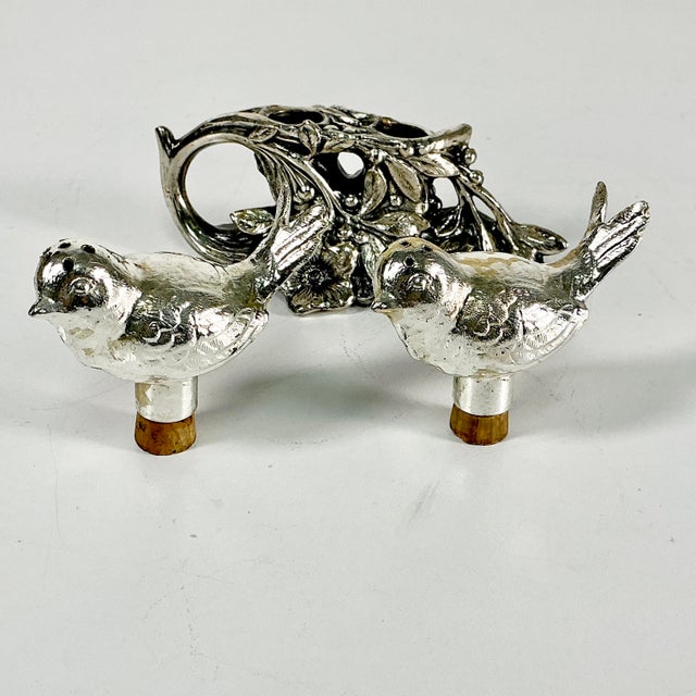 Mid-Century Italian Hollywood Regency Giacometti Style Birds on a Branch Salt & Pepper Shaker - 3 Piece Set For Sale - Image 10 of 12