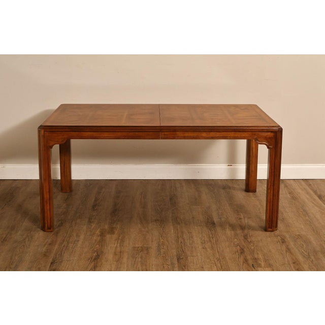 Drexel Heritage Sketchbook Collection Burl Wood Parsons Extendable Dining Table For Sale - Image 16 of 18