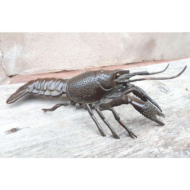 Japanese Meiji Era Artist, Jizai Okimono Sculpture of a Crayfish, 1890s, Bronze For Sale - Image 6 of 10