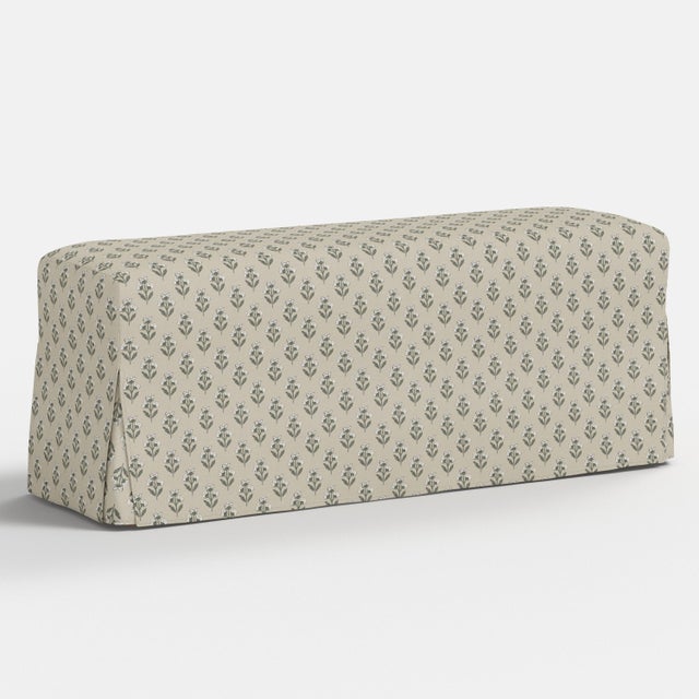 Spritely Home Slipcover for Stoffer Home x Cloth & Company for Lindy Slipcover Dining Bench in Francie Floral Sage For Sale - Image 4 of 5