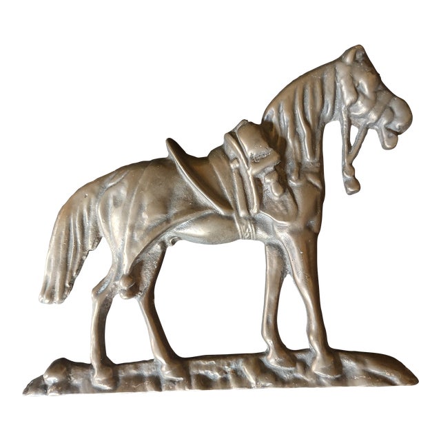 1960s Vintage Brass Equestrian Horse Plaque For Sale