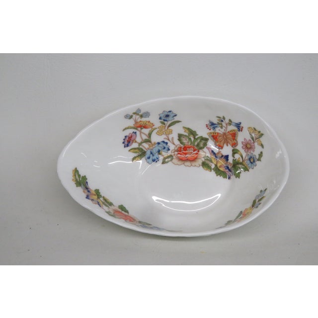 Mid 20th Century Aynsley Cottage Garden Butterflies and Floral English Bone China Bowl 4585b For Sale - Image 5 of 13